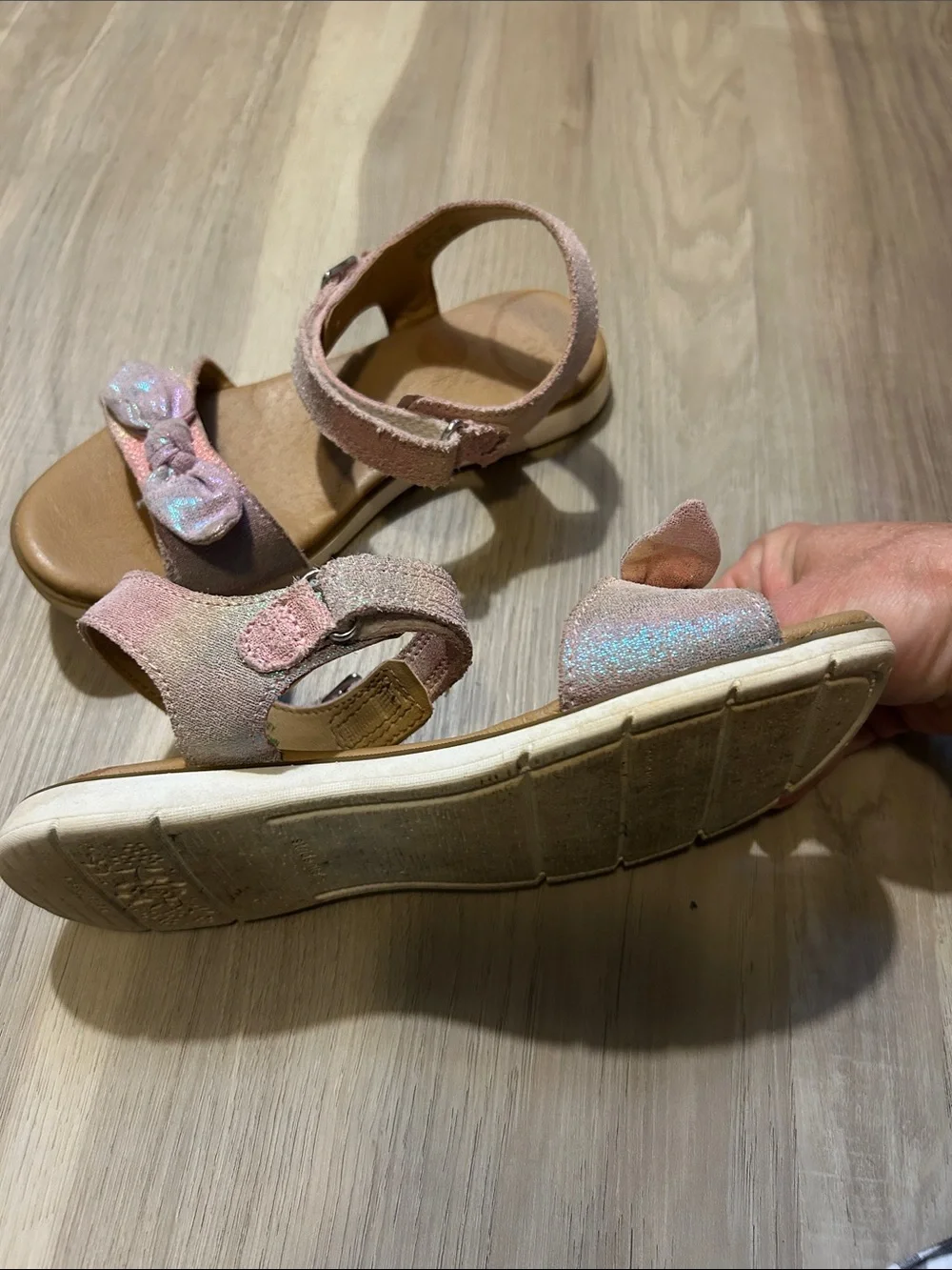 Stride Rite Pink Glitter Bow Girls' Sandals Big Kids 2W